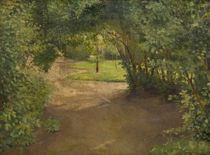 Travail belge 20e.
Huile sur toile: Parc en été.
D