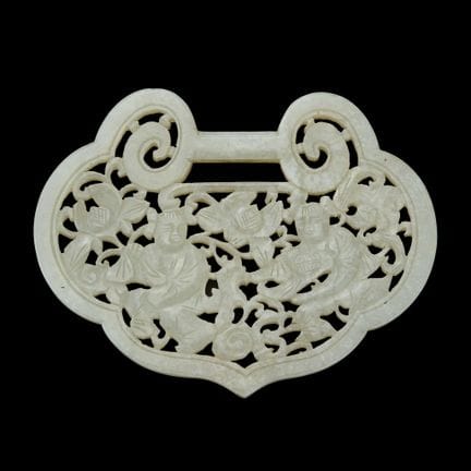 COLGANTE DE JADE BLANCO RETICULADO CHINO CON FORMA