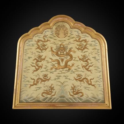 PANEL CHINO IMPERIAL DE SEDA CON FONDO AMARILLO Y 