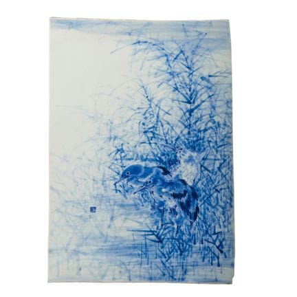 PLAQUE EN PORCELAINE CHINOISE BLEUE ET BLANCHE REP