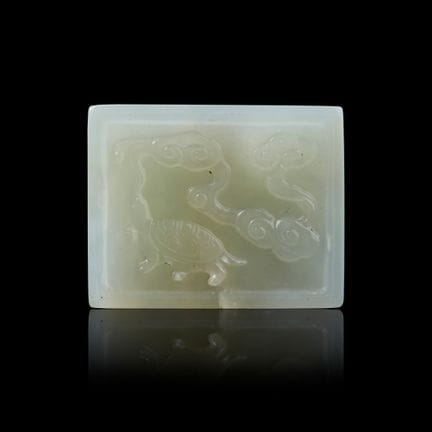 COLGANTE RECTANGULAR DE JADE BLANCO CHINO «TORTUGA