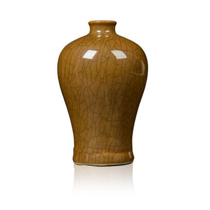 VASO CINESE DI TIPO GE CON SMALTO GIALLO CRACKLÉ, 