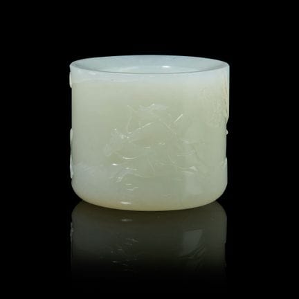 ANILLO DE PULGAR DE JADE BLANCO CHINO «CAZA DEL CI