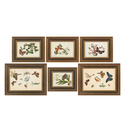 ENSEMBLE DE SIX PEINTURES CHINOISES « PAPILLON » R