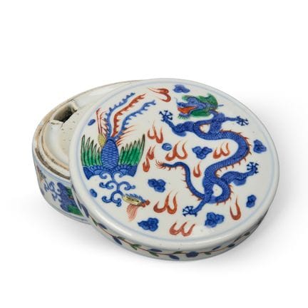 PIEDRA DE TINTA CHINA WUCAI «DRAGÓN Y FÉNIX» CON T