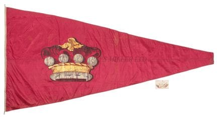 A PAINTED SILK RACING PENNANT FROM THE EARL OF MAL