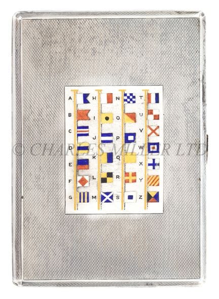 A SILVER CIGARETTE CASE DECORATED WITH THE 1931 IN