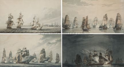 ENSEMBLE DE QUATRE GRAVURES EN AQUATINTE COULEUR R