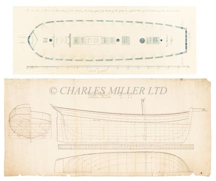 UN ENSEMBLE DE PLANS DE NAVIRES À PROFIL À TIRANT 