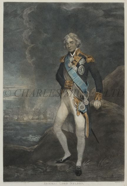 « L'AMIRAL LORD NELSON »

une mezzotinte coloriée 