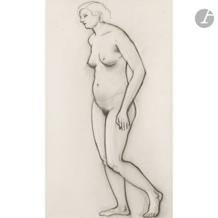 André DERAIN (1880-1954)
Nu debout
Fusain et estom