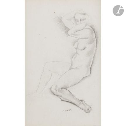 André LHOTE (1885-1962)
Femme nue assise
Mine de p