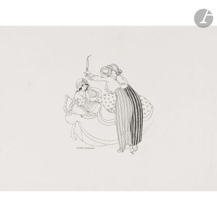 Gerda WEGENER (1885-1940)
Le Réveil
Encre.
Signée 