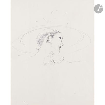 René GRUAU (1909-2004)
Femme au chapeau
Feutre.
No