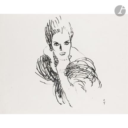 René GRUAU (1909-2004)
Femme accoudée
Encre.
Signé