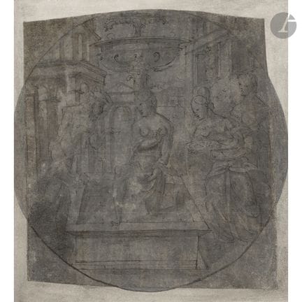 ÉCOLE DU NORD du XVIe siècle 
Bethsabée au bain
Pl