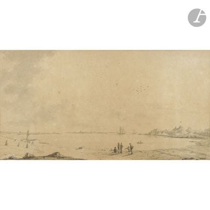 ÉCOLE FRANÇAISE vers 1800
Vue d’un golfe
Plume enc