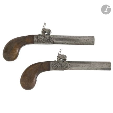 Coppia di pistole a canna corta a percussione di g
