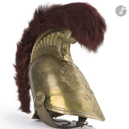 Elmetto da pompiere modello 1852 di Bourberain.
Ci
