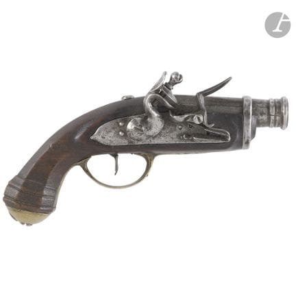 Pistola a pietra focaia da viaggio.
Canna a spigol
