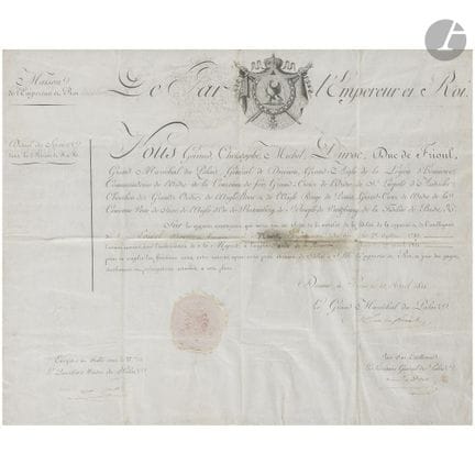 Rare brevet d’aide de la bouche de l’Empereur Napo