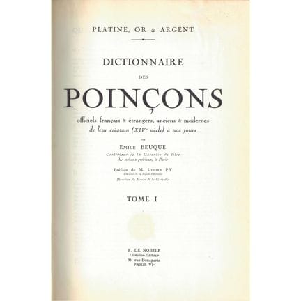 BEUQUE, Emile.
Diccionario de punzones oficiales f