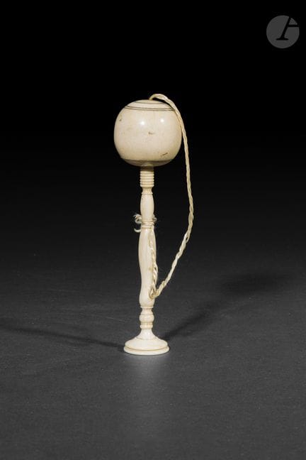 Whale or sperm whale bone cup-and-ball game with c
