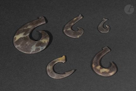 Five tortoiseshell fishhooks, Torres Strait, Papua