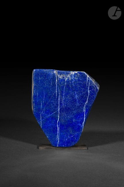 A block of deep blue lapis lazuli with veins of py
