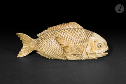 Ivory okimono depicting a sea bream, Japan, Meiji 