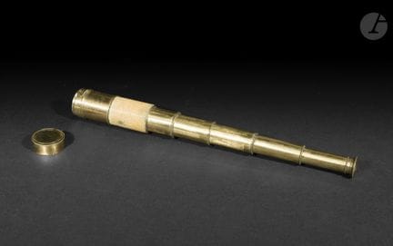 Small five-tube brass spyglass trimmed with beige 
