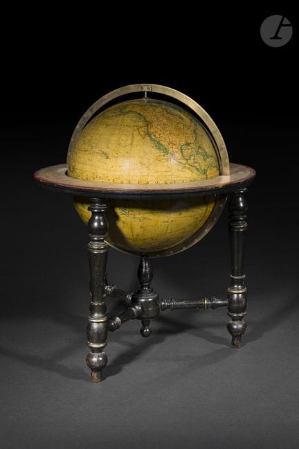 JULES LEBEGUE (1885–1905), library globe mounted o