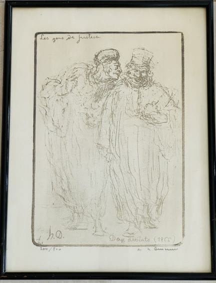 据奥诺雷·多米埃（1808-1879）作品《两位律师》（1866）——《司法界人士》，铜版画，编号2