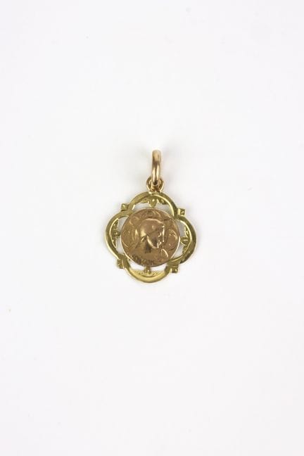 Médaille quadrilobée en or jaune et rose (750) fig