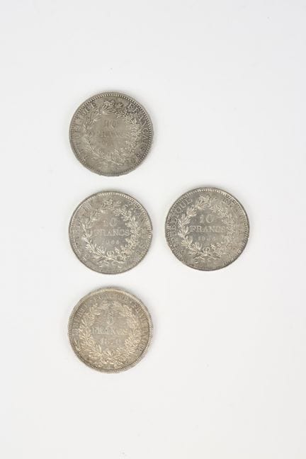 4-teiliges Silbermünzenset bestehend aus einer 5-F