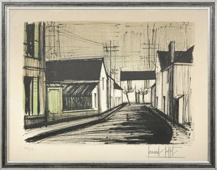 伯纳德·布菲（1928-1999），《布列塔尼——普吕里安的街道》， 1979年，阿什纸石版画，右下