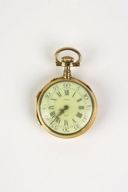 Leroy, Taschenuhr aus Gelbgold (750), doppeltes Go