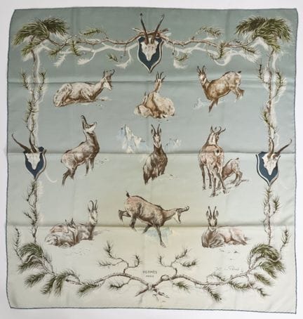 Hermès, carré de soie Les Chamois par Xavier du Po