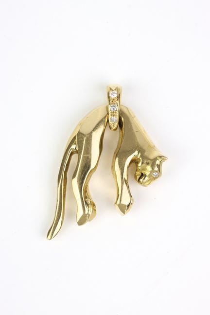 Panther-Anhänger im Cartier-Stil aus Gelbgold (750