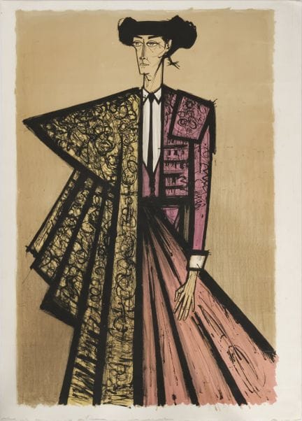 据伯纳德·布菲（1928-1999）所作，《斗牛士》，1967年，阿什斯羊皮纸石版画，未署名，105