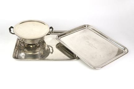 Christofle, 2 rectangular trays in silver plated m