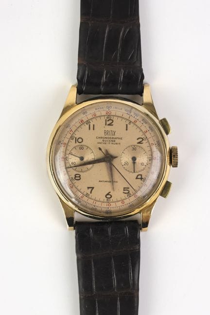 Britix, men's chronograph watch in yellow gold (75