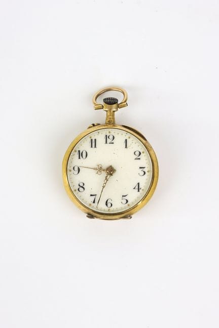 Damen-Taschenuhr aus Gelbgold (750), doppeltes Gol