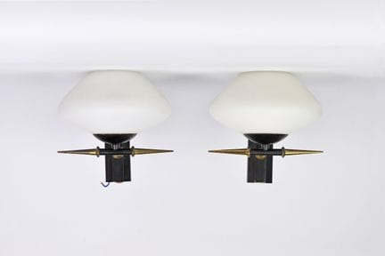 Attribuées à Arlus, paire d'appliques en métal dor