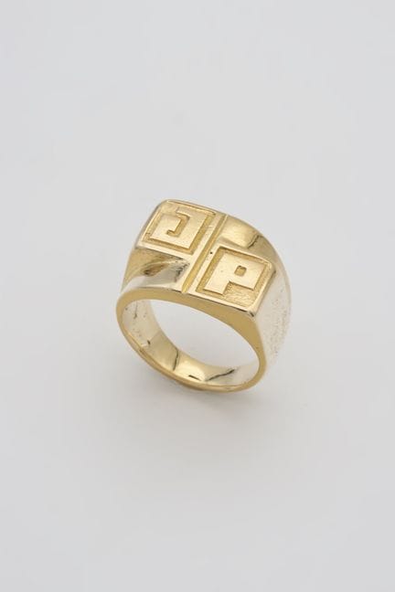 Siegelring aus Gelbgold (750) mit der Gravur „JP“,