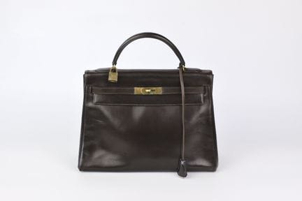 Hermès, sac Kelly 32 retourné en cuir box marron, 