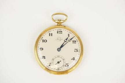 Aris, Taschenuhr aus Gelbgold (750), schlichtes Go