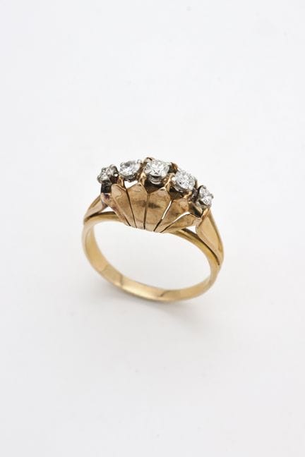 Lotus-Ring aus Gelbgold (750) und Platin (950), be