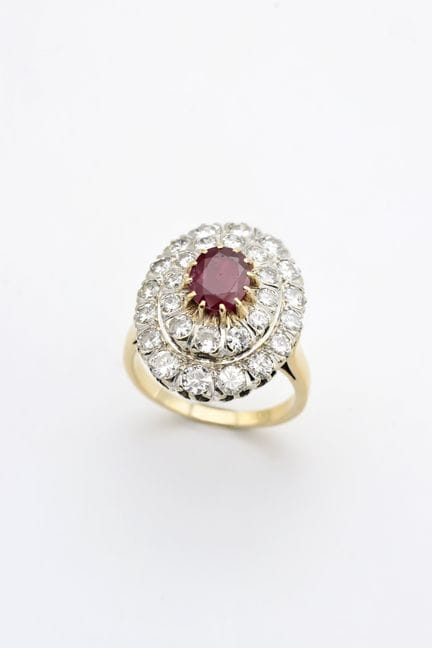 Pompadour-Ring aus Gelb- und Weißgold (750) mit ei