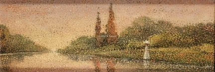 法国画派 - 20世纪法国画派   -  《水边公园中的女士》  木板油画。Huile sur bo